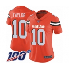 Women's Cleveland Browns #10 Taywan Taylor Orange Alternate Vapor Untouchable Limited Player 100th Season Football Jersey