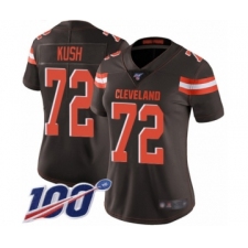 Women's Cleveland Browns #72 Eric Kush Brown Team Color Vapor Untouchable Limited Player 100th Season Football Jersey