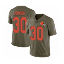 Men's Cleveland Browns #30 D'Ernest Johnson Limited Olive 2017 Salute to Service Football Jersey