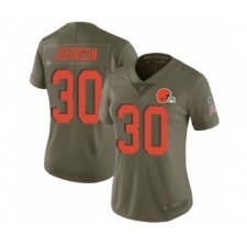 Women's Cleveland Browns #30 D'Ernest Johnson Limited Olive 2017 Salute to Service Football Jersey