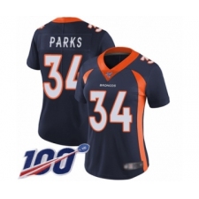 Women's Denver Broncos #34 Will Parks Navy Blue Alternate Vapor Untouchable Limited Player 100th Season Football Jersey