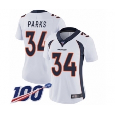 Women's Denver Broncos #34 Will Parks White Vapor Untouchable Limited Player 100th Season Football Jersey