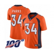 Youth Denver Broncos #34 Will Parks Orange Team Color Vapor Untouchable Limited Player 100th Season Football Jersey