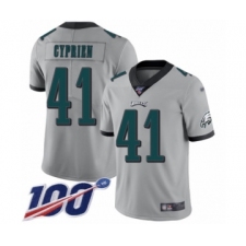Men's Philadelphia Eagles #41 Johnathan Cyprien Limited Silver Inverted Legend 100th Season Football Jersey