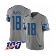 Men's Detroit Lions #18 Jermaine Kearse Limited Gray Inverted Legend 100th Season Football Jersey