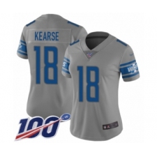 Women's Detroit Lions #18 Jermaine Kearse Limited Gray Inverted Legend 100th Season Football Jersey