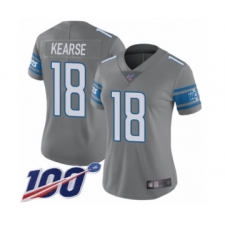 Women's Detroit Lions #18 Jermaine Kearse Limited Steel Rush Vapor Untouchable 100th Season Football Jersey