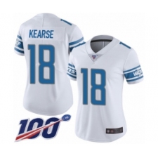 Women's Detroit Lions #18 Jermaine Kearse White Vapor Untouchable Limited Player 100th Season Football Jersey