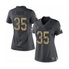 Women's Oakland Raiders #35 Curtis Riley Limited Black 2016 Salute to Service Football Jersey