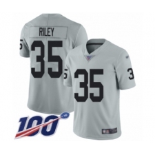 Women's Oakland Raiders #35 Curtis Riley Limited Silver Inverted Legend 100th Season Football Jersey