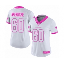Women's Miami Dolphins #60 Robert Nkemdiche Limited White Pink Rush Fashion Football Jersey