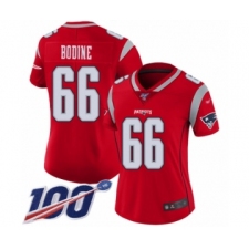 Women's New England Patriots #66 Russell Bodine Limited Red Inverted Legend 100th Season Football Jersey