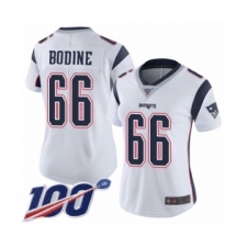 Women's New England Patriots #66 Russell Bodine White Vapor Untouchable Limited Player 100th Season Football Jersey