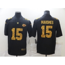 Men's Kansas City Chiefs #15 Patrick Mahomes Black Nike Leopard Print Limited Jersey