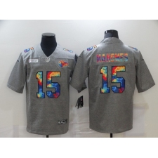 Men's Kansas City Chiefs #15 Patrick Mahomes Gray Rainbow Version Nike Limited Jersey