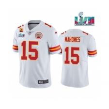 Men's Kansas City Chiefs #15 Patrick Mahomes White Super Bowl LVII Patch And 4-star C Patch Vapor Untouchable Limited Stitched Jersey