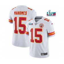 Men's Kansas City Chiefs #15 Patrick Mahomes White Super Bowl LVII Patch Vapor Untouchable Limited Stitched Jersey