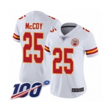 Women's Kansas City Chiefs #25 LeSean McCoy White Vapor Untouchable Limited Player 100th Season Football Jersey