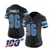Women's Detroit Lions #96 Mike Daniels Limited Black Rush Vapor Untouchable 100th Season Football Jersey