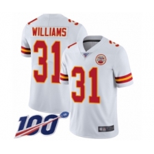 Men's Kansas City Chiefs #31 Darrel Williams White Vapor Untouchable Limited Player 100th Season Football Jersey