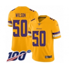 Men's Minnesota Vikings #50 Eric Wilson Limited Gold Inverted Legend 100th Season Football Jersey