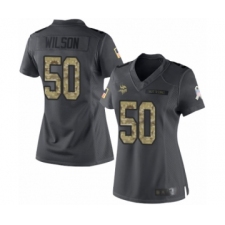 Women's Minnesota Vikings #50 Eric Wilson Limited Black 2016 Salute to Service Football Jersey