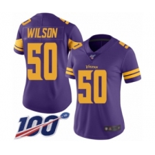 Women's Minnesota Vikings #50 Eric Wilson Limited Purple Rush Vapor Untouchable 100th Season Football Jersey