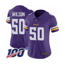 Women's Minnesota Vikings #50 Eric Wilson Purple Team Color Vapor Untouchable Limited Player 100th Season Football Jersey