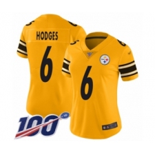 Women's Pittsburgh Steelers #6 Devlin Hodges Limited Gold Inverted Legend 100th Season Football Jersey