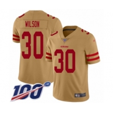 Youth San Francisco 49ers #30 Jeff Wilson Limited Gold Inverted Legend 100th Season Football Jersey