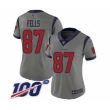Women's Houston Texans #87 Darren Fells Limited Gray Inverted Legend 100th Season Football Jersey