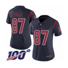 Women's Houston Texans #87 Darren Fells Limited Navy Blue Rush Vapor Untouchable 100th Season Football Jersey