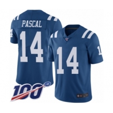 Men's Indianapolis Colts #14 Zach Pascal Limited Royal Blue Rush Vapor Untouchable 100th Season Football Jersey