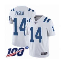 Men's Indianapolis Colts #14 Zach Pascal White Vapor Untouchable Limited Player 100th Season Football Jersey