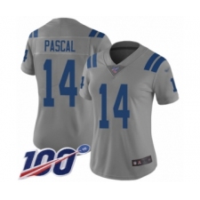Women's Indianapolis Colts #14 Zach Pascal Limited Gray Inverted Legend 100th Season Football Jersey