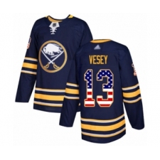 Men's Buffalo Sabres #13 Jimmy Vesey Authentic Navy Blue USA Flag Fashion Hockey Jersey
