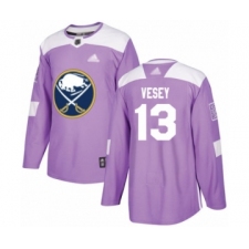Men's Buffalo Sabres #13 Jimmy Vesey Authentic Purple Fights Cancer Practice Hockey Jersey