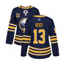 Women's Buffalo Sabres #13 Jimmy Vesey Authentic Navy Blue Home Hockey Jersey