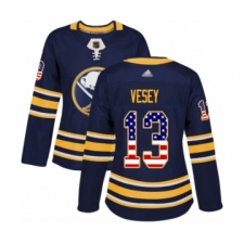 Women's Buffalo Sabres #13 Jimmy Vesey Authentic Navy Blue USA Flag Fashion Hockey Jersey
