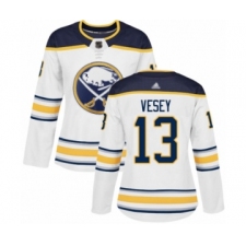 Women's Buffalo Sabres #13 Jimmy Vesey Authentic White Away Hockey Jersey