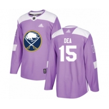 Men's Buffalo Sabres #15 Jean-Sebastien Dea Authentic Purple Fights Cancer Practice Hockey Jersey