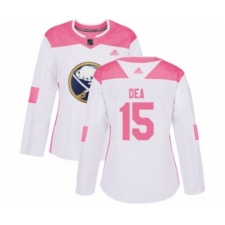 Women's Buffalo Sabres #15 Jean-Sebastien Dea Authentic White Pink Fashion Hockey Jersey