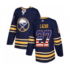 Men's Buffalo Sabres #27 Curtis Lazar Authentic Navy Blue USA Flag Fashion Hockey Jersey