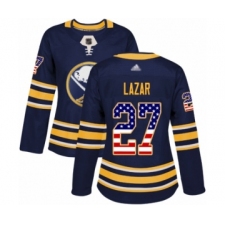 Women's Buffalo Sabres #27 Curtis Lazar Authentic Navy Blue USA Flag Fashion Hockey Jersey