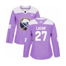 Women's Buffalo Sabres #27 Curtis Lazar Authentic Purple Fights Cancer Practice Hockey Jersey