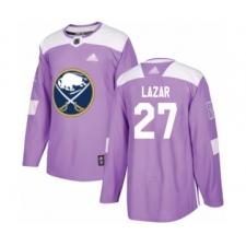 Youth Buffalo Sabres #27 Curtis Lazar Authentic Purple Fights Cancer Practice Hockey Jersey