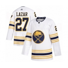Youth Buffalo Sabres #27 Curtis Lazar Authentic White 50th Season Hockey Jersey