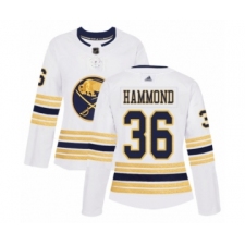 Women's Buffalo Sabres #36 Andrew Hammond Authentic White 50th Season Hockey Jersey