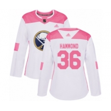 Women's Buffalo Sabres #36 Andrew Hammond Authentic White Pink Fashion Hockey Jersey