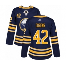 Women's Buffalo Sabres #42 Dylan Cozens Authentic Navy Blue Home Hockey Jersey